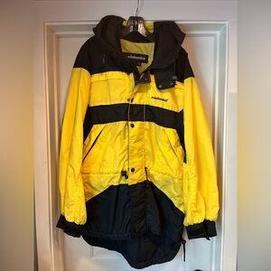 Edelweiss Skiwear Hooded Jacket Mens Medium Yellow Black Hooded Snowboard Used